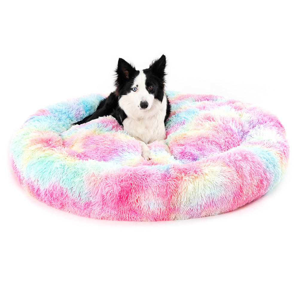 Luxurious Plush Donut Dog Bed - Warm, Soft, and Washable Pet Cushion for Dogs and Cats in Various Sizes