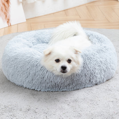 Luxurious Plush Donut Dog Bed - Warm, Soft, and Washable Pet Cushion for Dogs and Cats in Various Sizes