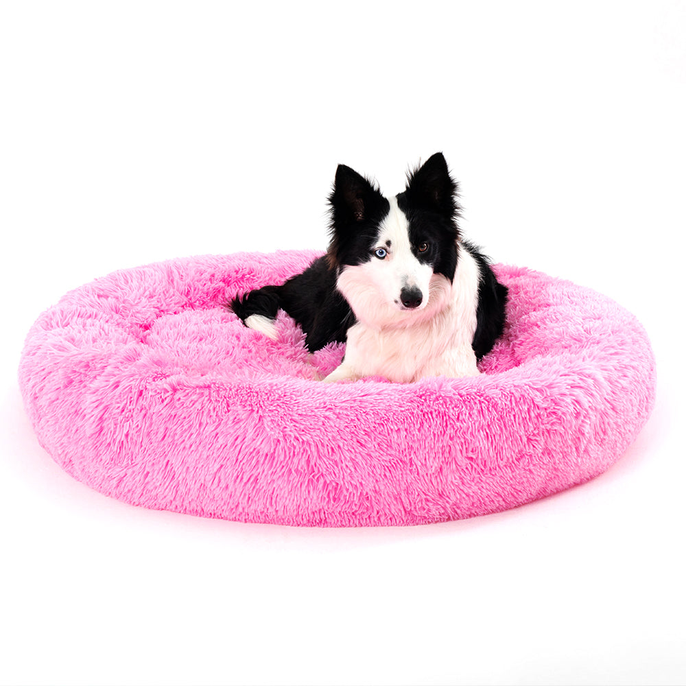 Luxurious Plush Donut Dog Bed - Warm, Soft, and Washable Pet Cushion for Dogs and Cats in Various Sizes