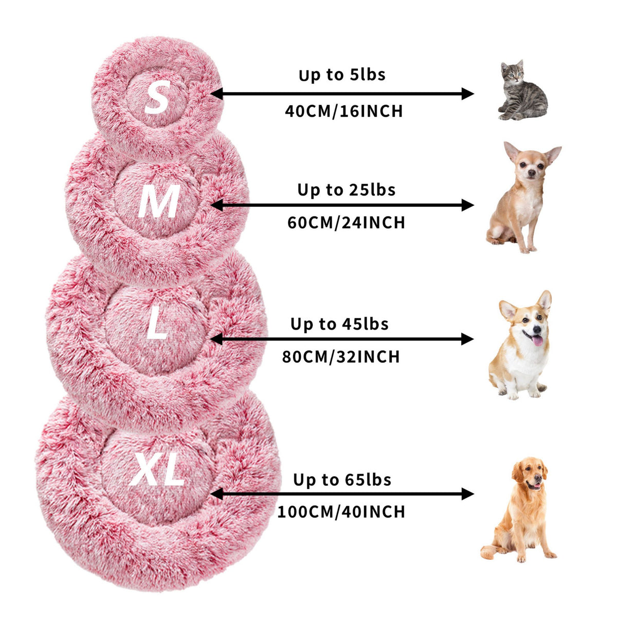 Luxurious Plush Donut Dog Bed - Warm, Soft, and Washable Pet Cushion for Dogs and Cats in Various Sizes