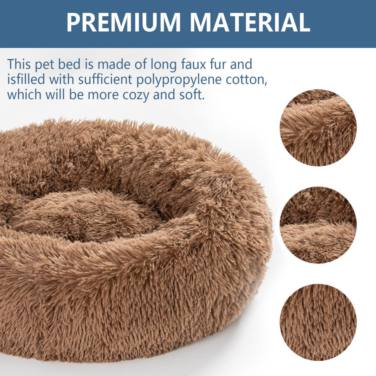 Luxurious Plush Donut Dog Bed - Warm, Soft, and Washable Pet Cushion for Dogs and Cats in Various Sizes