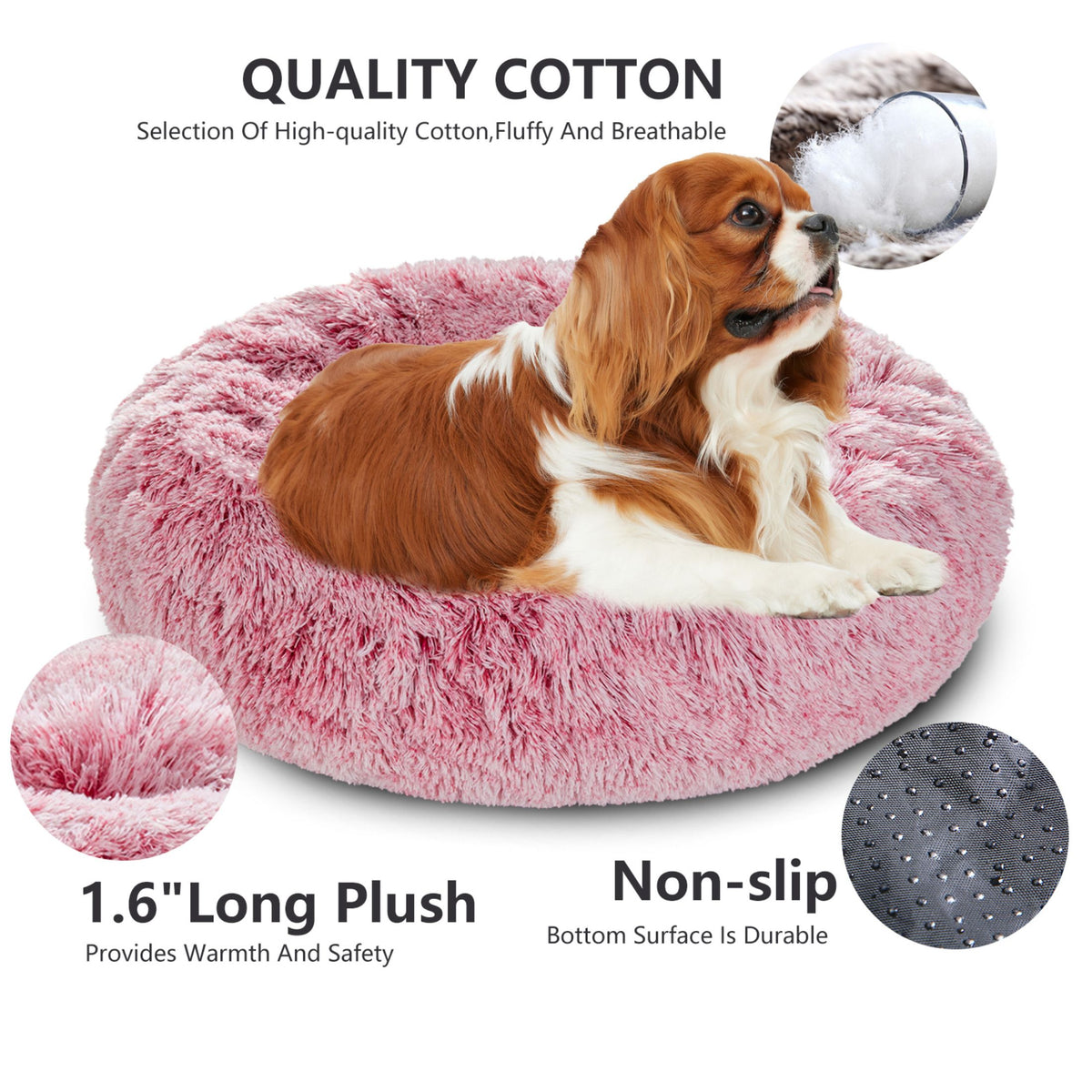 Luxurious Plush Donut Dog Bed - Warm, Soft, and Washable Pet Cushion for Dogs and Cats in Various Sizes