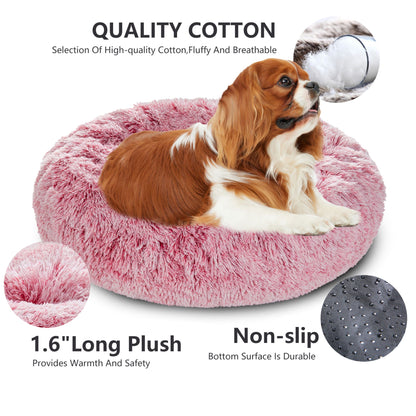 Luxurious Plush Donut Dog Bed - Warm, Soft, and Washable Pet Cushion for Dogs and Cats in Various Sizes