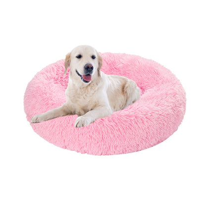 Luxurious Plush Donut Dog Bed - Warm, Soft, and Washable Pet Cushion for Dogs and Cats in Various Sizes