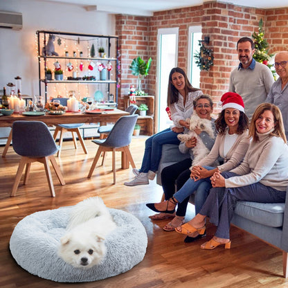 Luxurious Plush Donut Dog Bed - Warm, Soft, and Washable Pet Cushion for Dogs and Cats in Various Sizes
