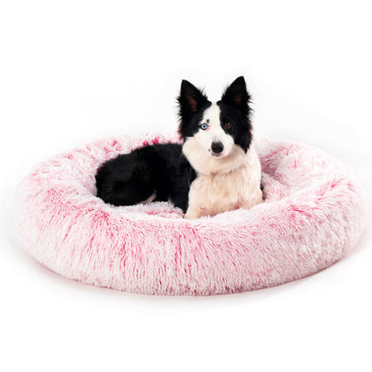 Luxurious Plush Donut Dog Bed - Warm, Soft, and Washable Pet Cushion for Dogs and Cats in Various Sizes