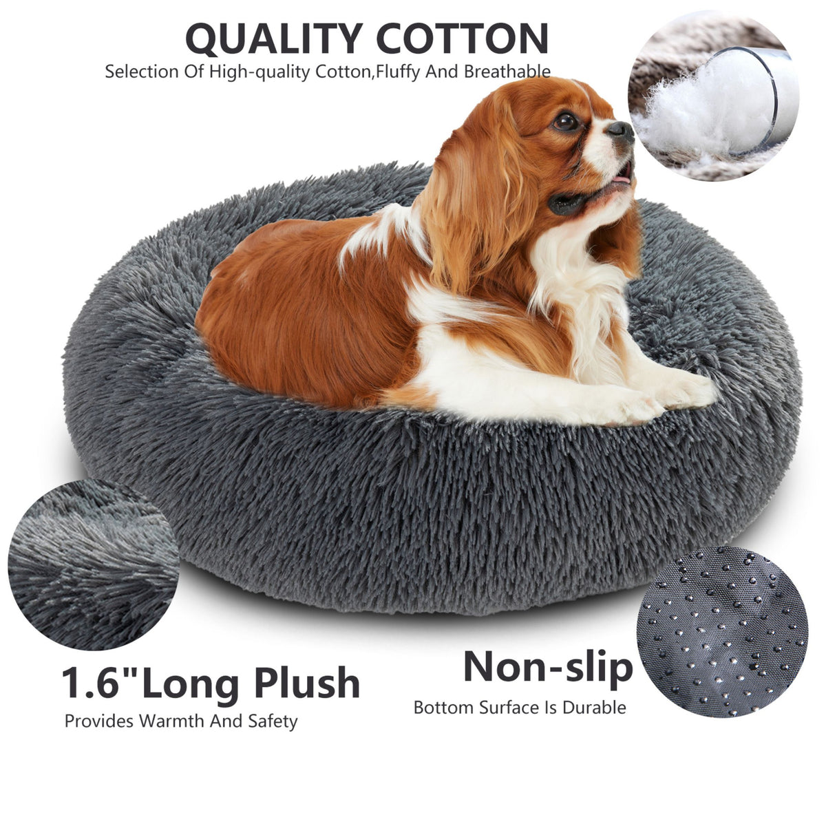 Luxurious Plush Donut Dog Bed - Warm, Soft, and Washable Pet Cushion for Dogs and Cats in Various Sizes