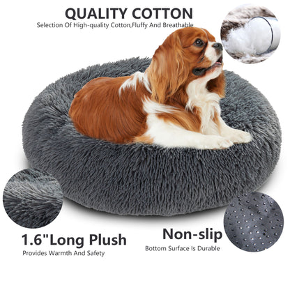 Luxurious Plush Donut Dog Bed - Warm, Soft, and Washable Pet Cushion for Dogs and Cats in Various Sizes
