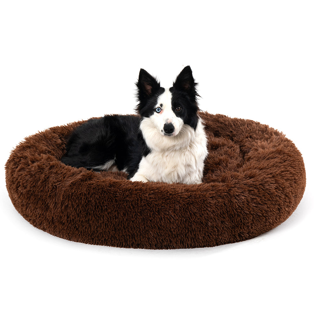 Luxurious Plush Donut Dog Bed - Warm, Soft, and Washable Pet Cushion for Dogs and Cats in Various Sizes