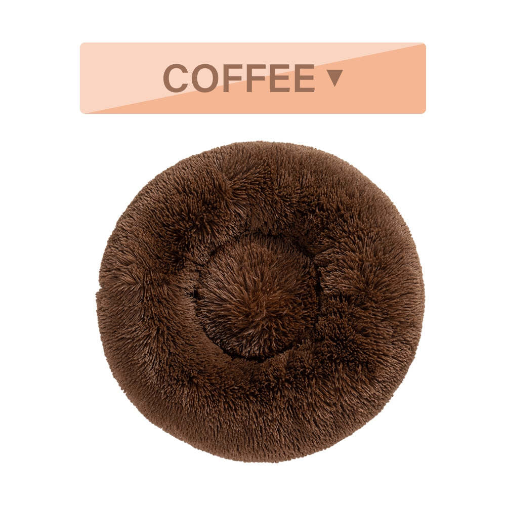 Luxurious Plush Donut Dog Bed - Warm, Soft, and Washable Pet Cushion for Dogs and Cats in Various Sizes