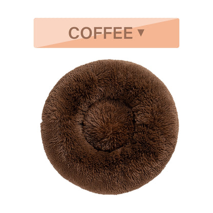 Luxurious Plush Donut Dog Bed - Warm, Soft, and Washable Pet Cushion for Dogs and Cats in Various Sizes