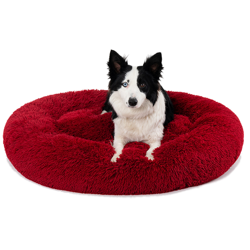 Luxurious Plush Donut Dog Bed - Warm, Soft, and Washable Pet Cushion for Dogs and Cats in Various Sizes