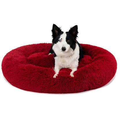 Luxurious Plush Donut Dog Bed - Warm, Soft, and Washable Pet Cushion for Dogs and Cats in Various Sizes