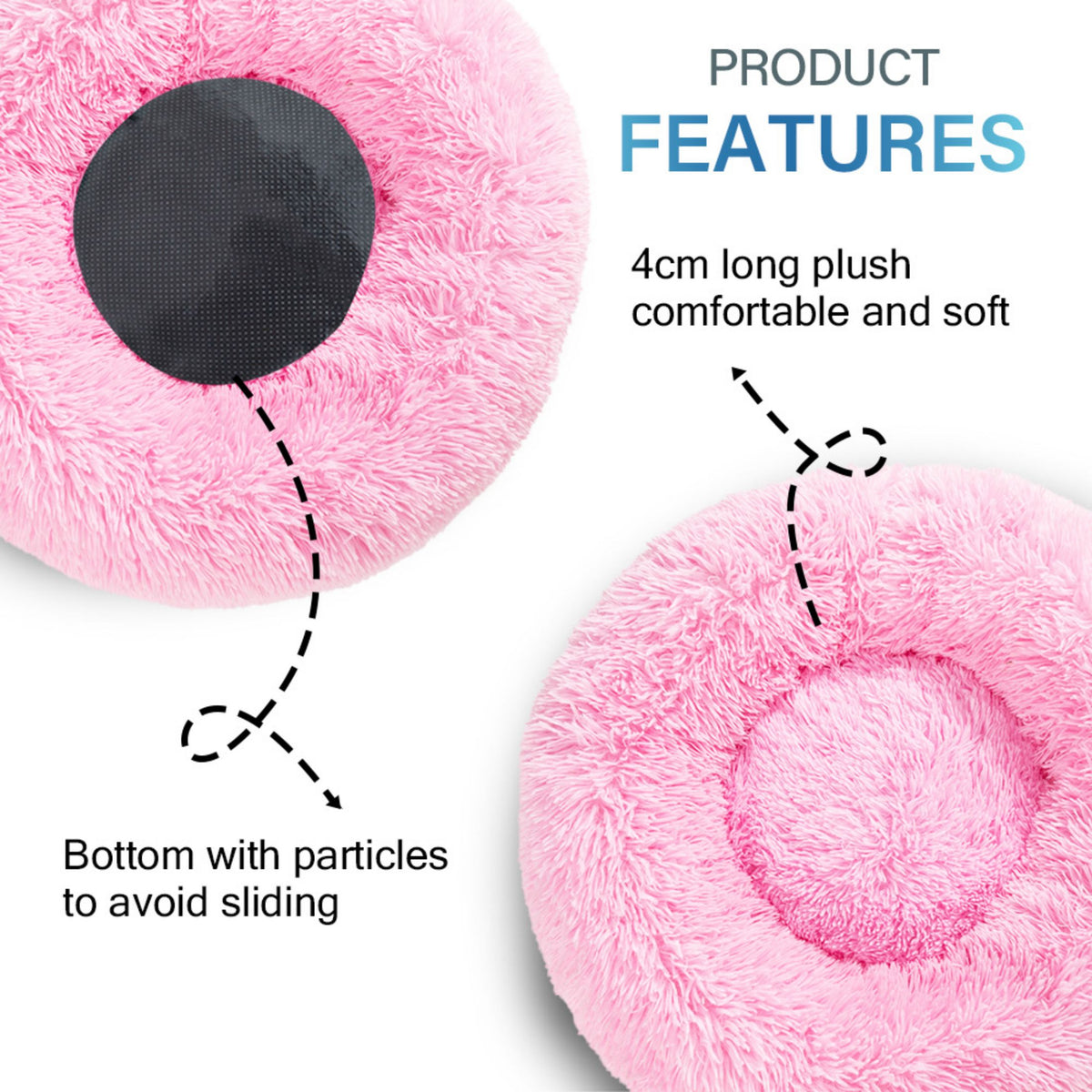 Luxurious Plush Donut Dog Bed - Warm, Soft, and Washable Pet Cushion for Dogs and Cats in Various Sizes